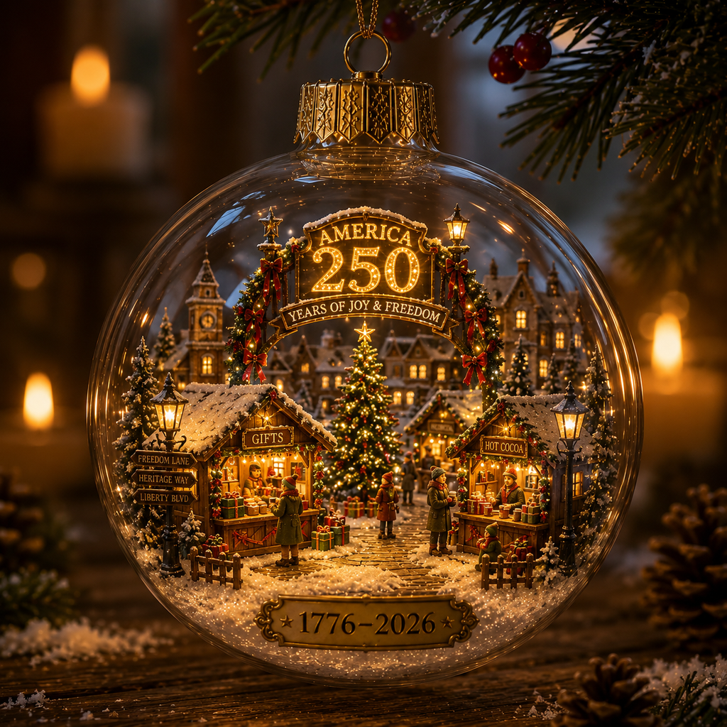 America 250th Anniversary Light-Up Christmas Globe Ornament