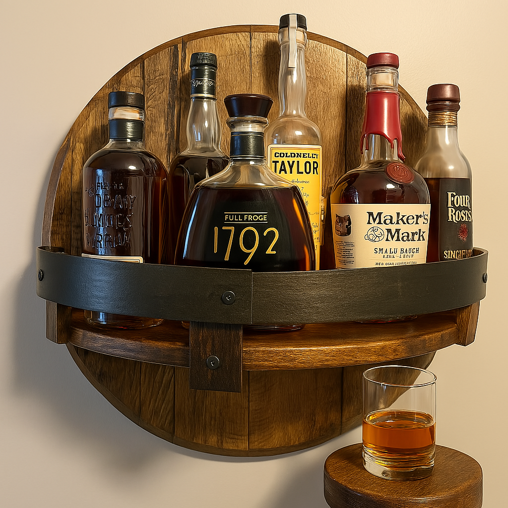 Sikunuo | Rustic Oak Wall Shelf for Whiskey Bottles