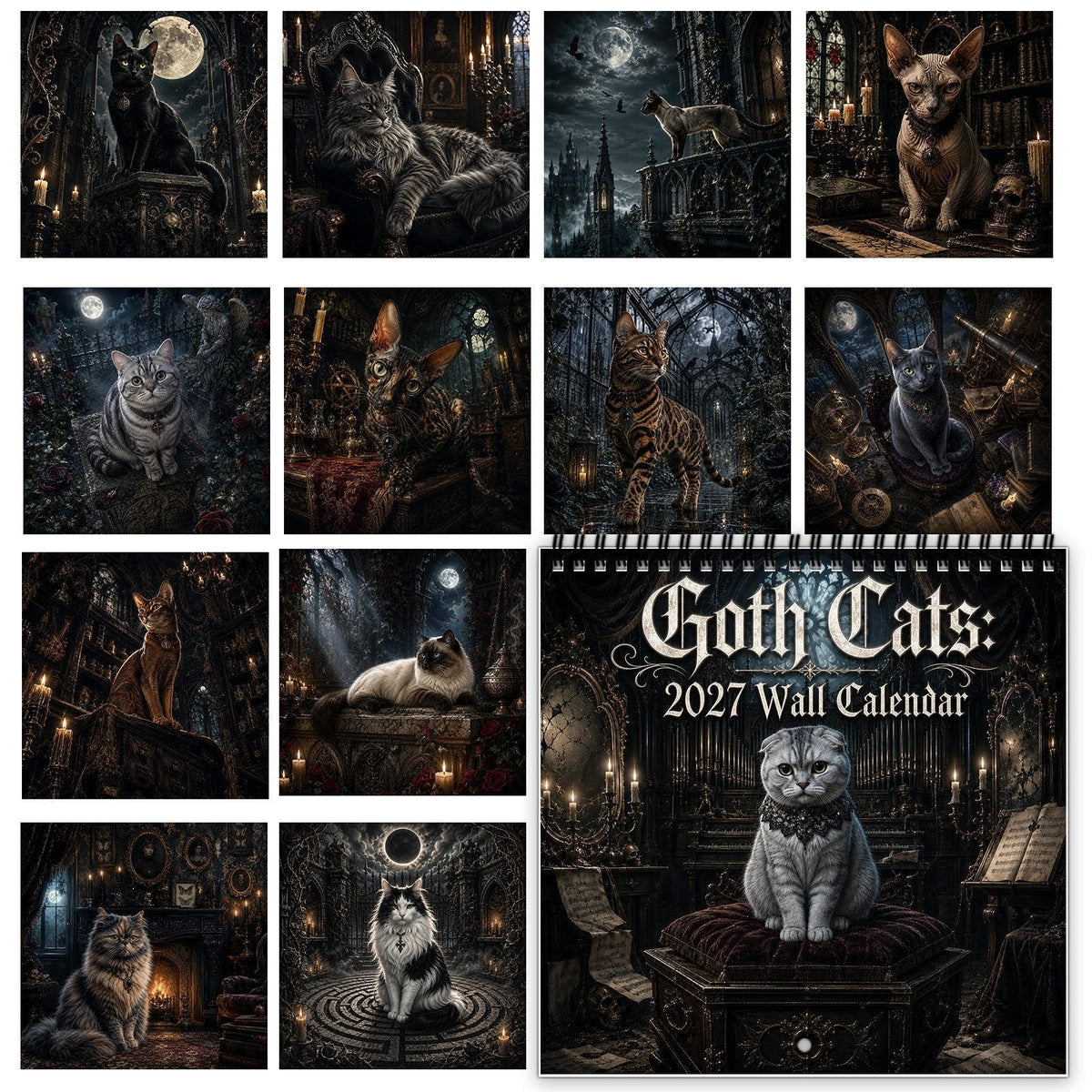 2027 Gothic Cat Wall Calendar