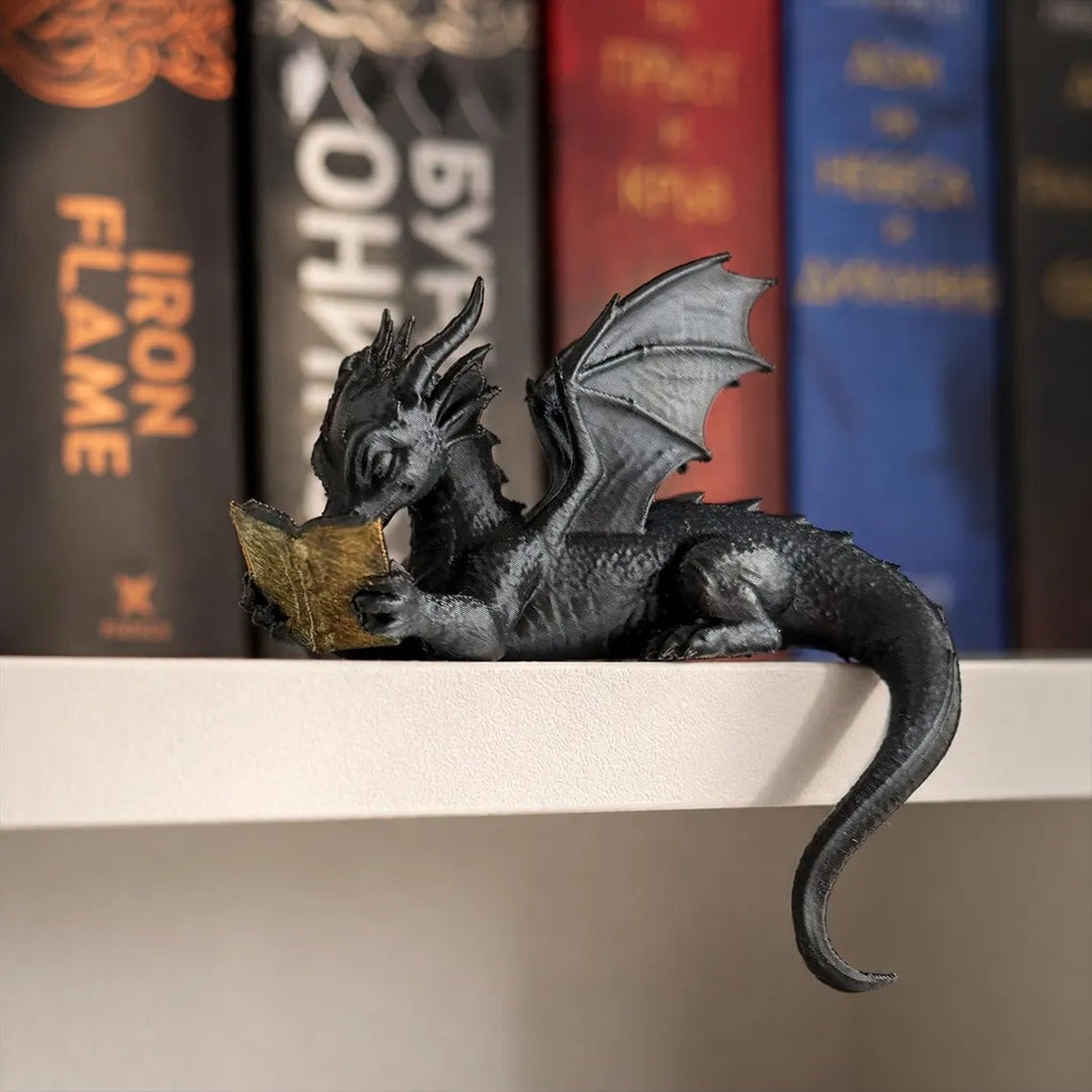 Reading Dragon Bookshelf Decor