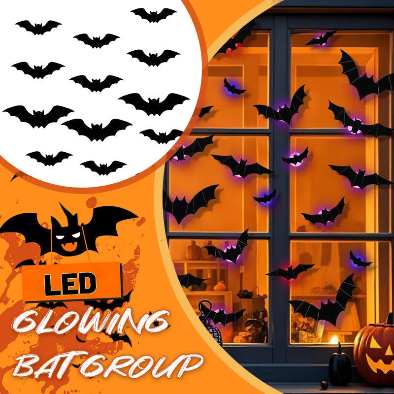 Lighted 3D Flying Bat Halloween Wall Decorations