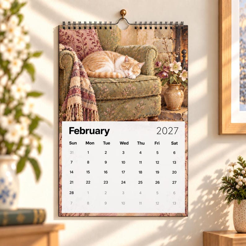 2027 Cottage Cats Wall Calendar