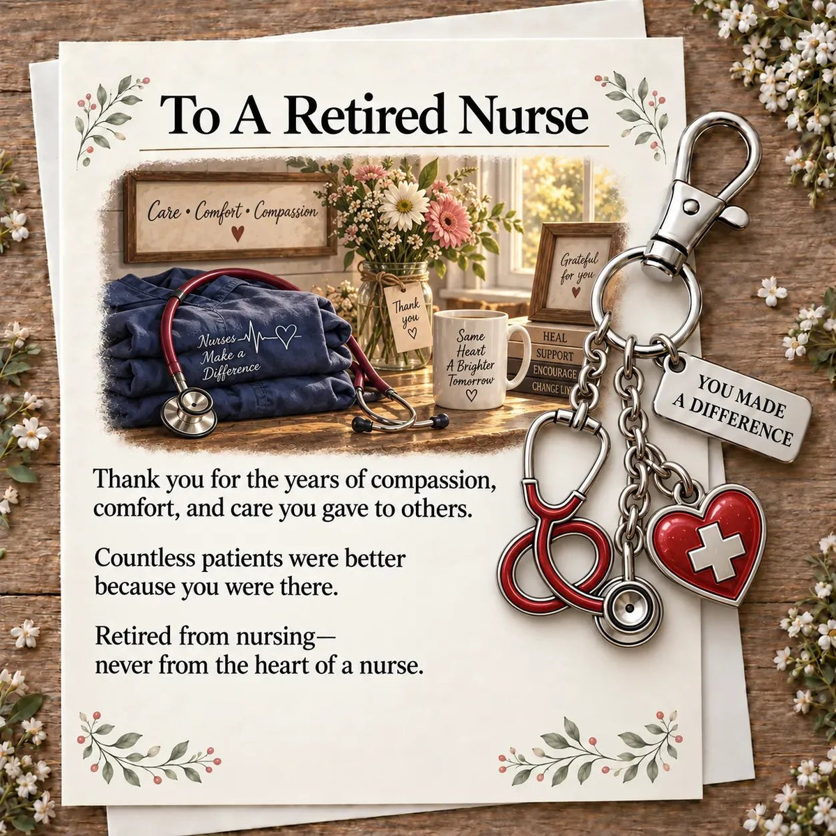 You Make a Difference Retirement Gift Set – Keychain & Card