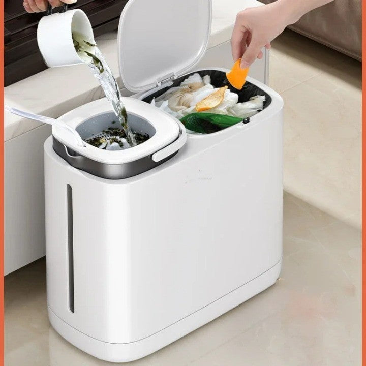 Sikunuo | Dual Compartment Dry Wet Section Efficient Modern Home Trash Can
