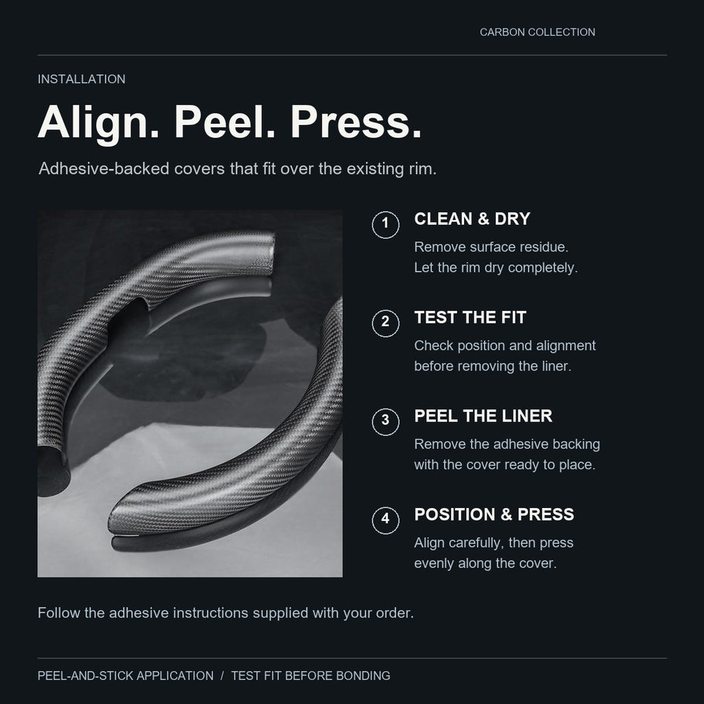Steering Wheel Trim Covers for Model Y Juniper / Model 3 Highland | Real Dry Carbon Fiber