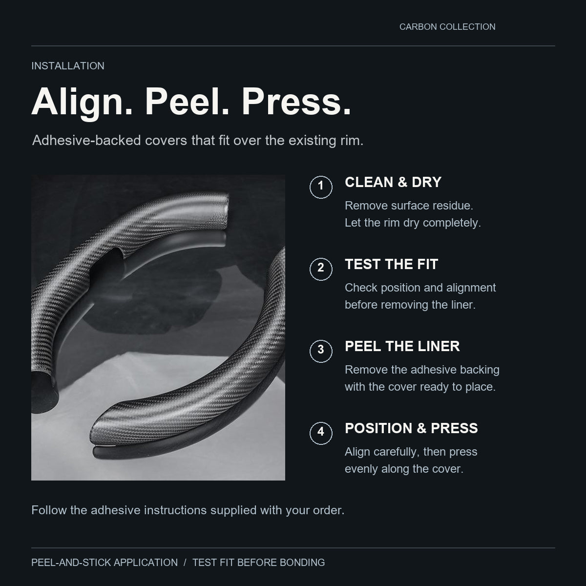 Steering Wheel Trim Covers for Model Y Juniper / Model 3 Highland | Real Dry Carbon Fiber