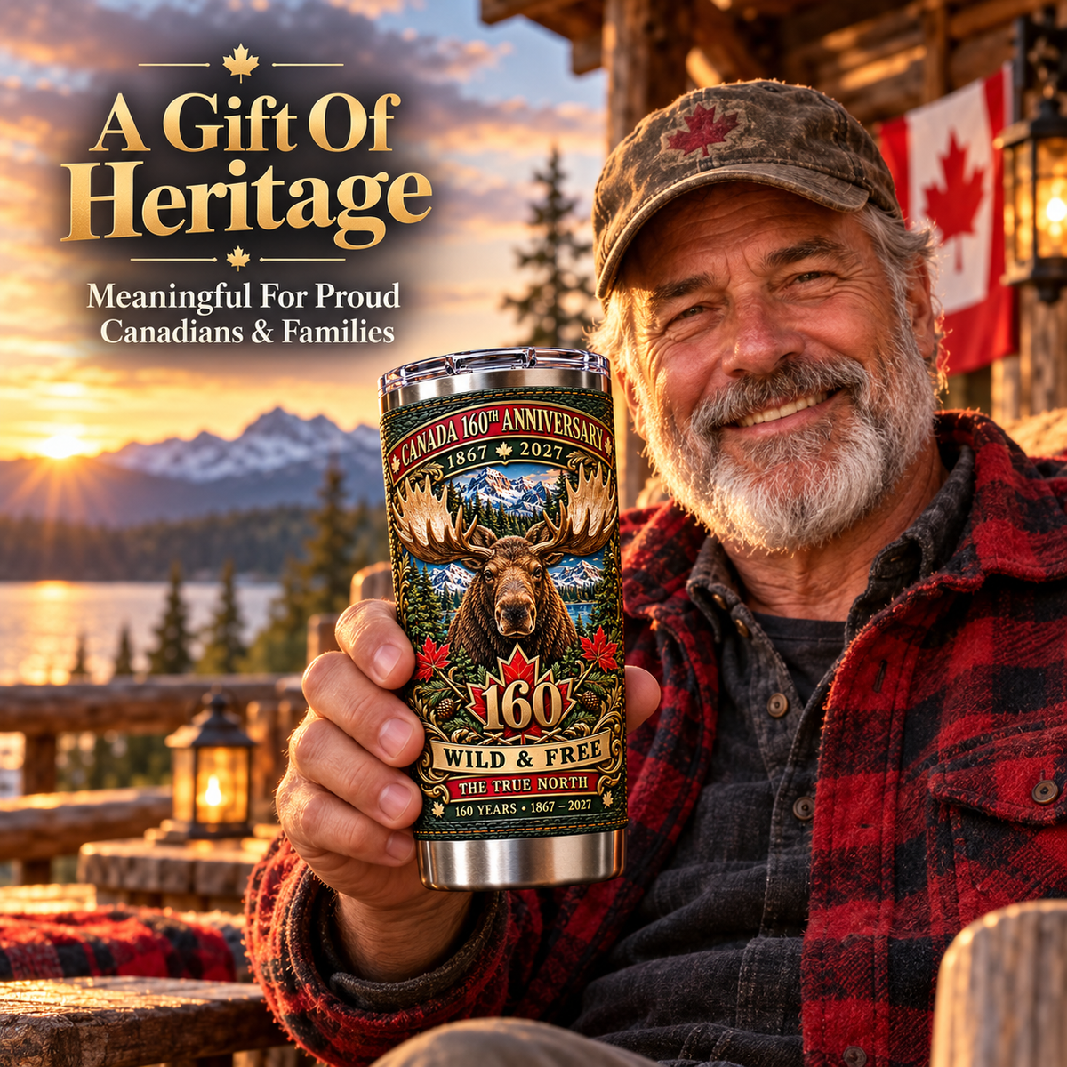 Canada 160th Anniversary Moose Wilderness Heritage Insulated Travel Tumbler