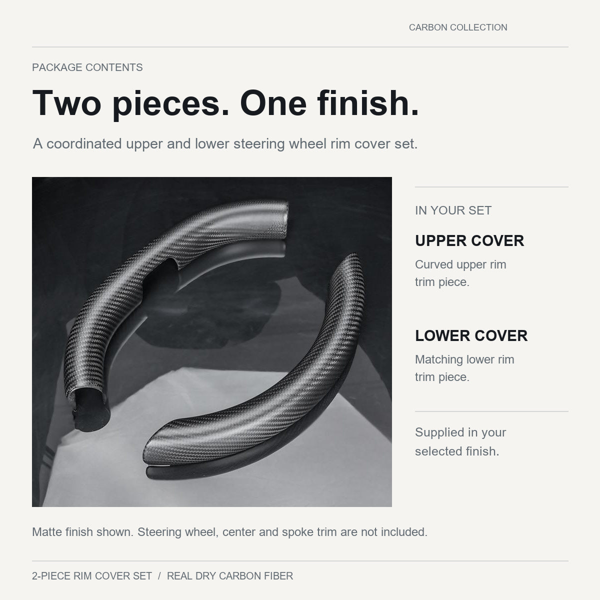 Steering Wheel Trim Covers for Model Y Juniper / Model 3 Highland | Real Dry Carbon Fiber