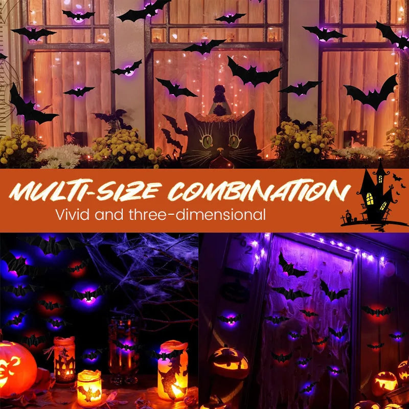 Lighted 3D Flying Bat Halloween Wall Decorations