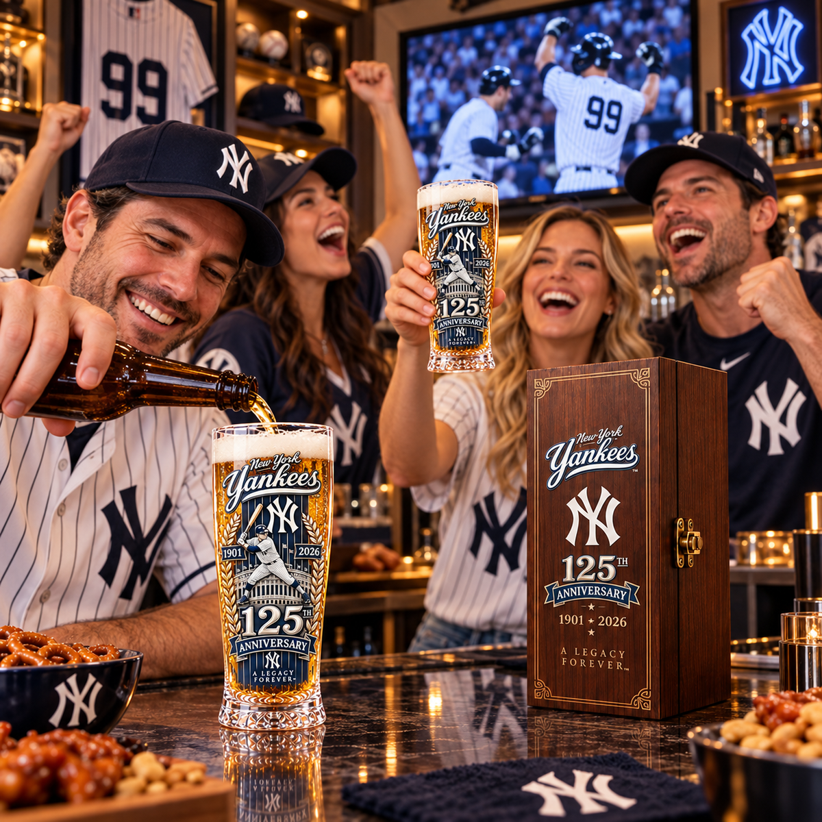 New York Yankees 125th Anniversary Collector Glass