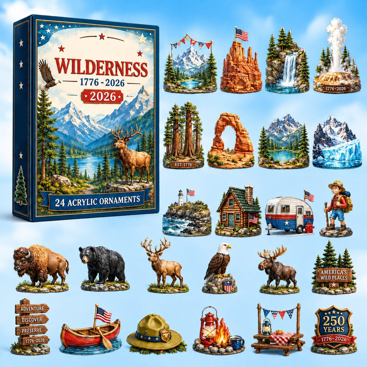 American Wilderness 250th Anniversary Ornament Advent Calendar