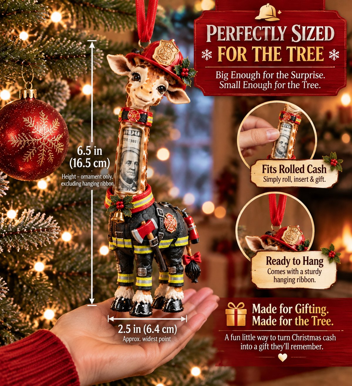 Giraffe on the Job Christmas Cash Holder Ornament