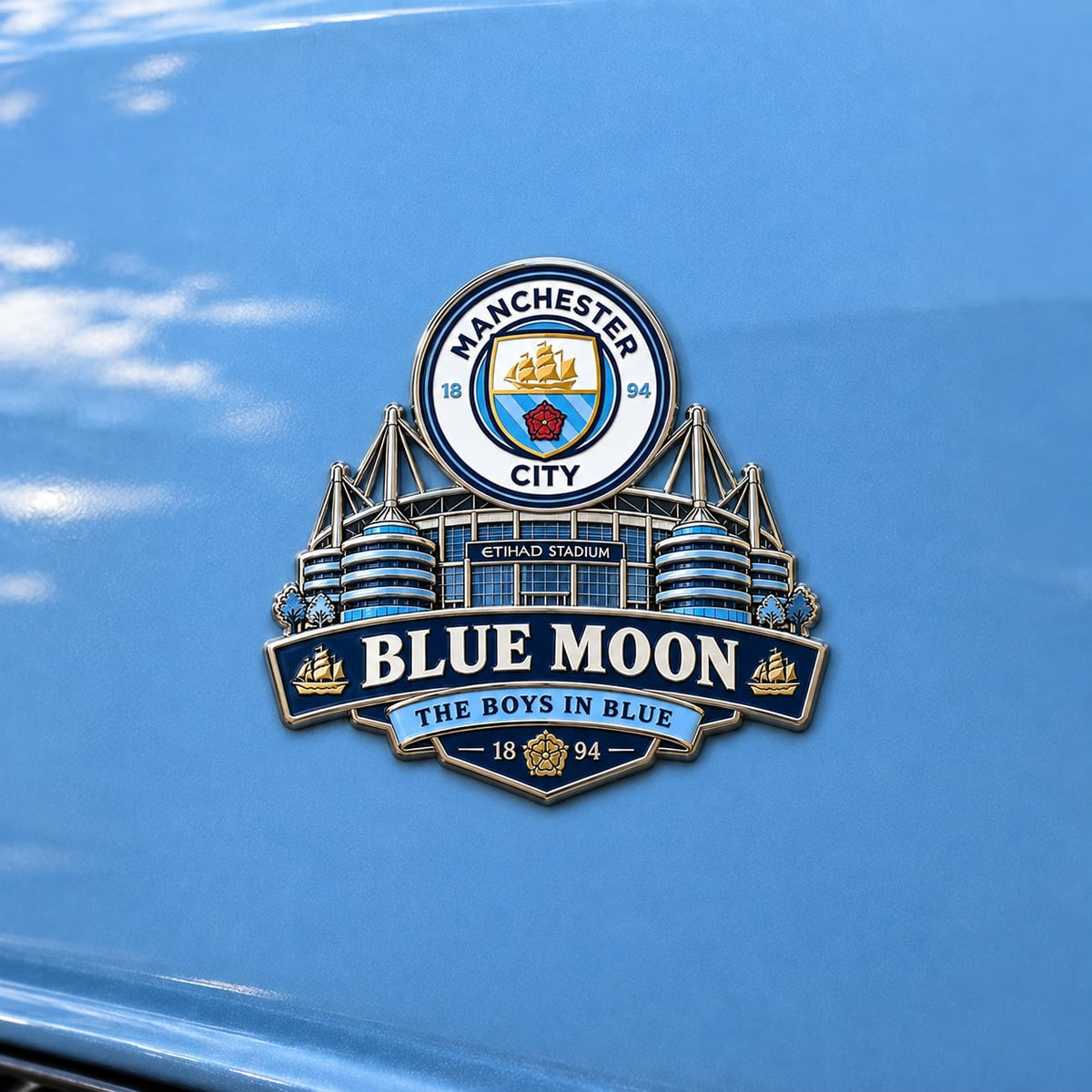 “Blue Moon – The Boys in Blue” Metal Car Emblem