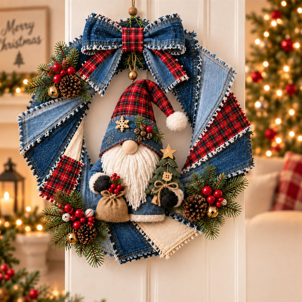 Denim Christmas Wreath DIY Sewing Kit