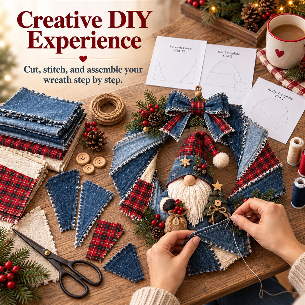 Denim Christmas Wreath DIY Sewing Kit