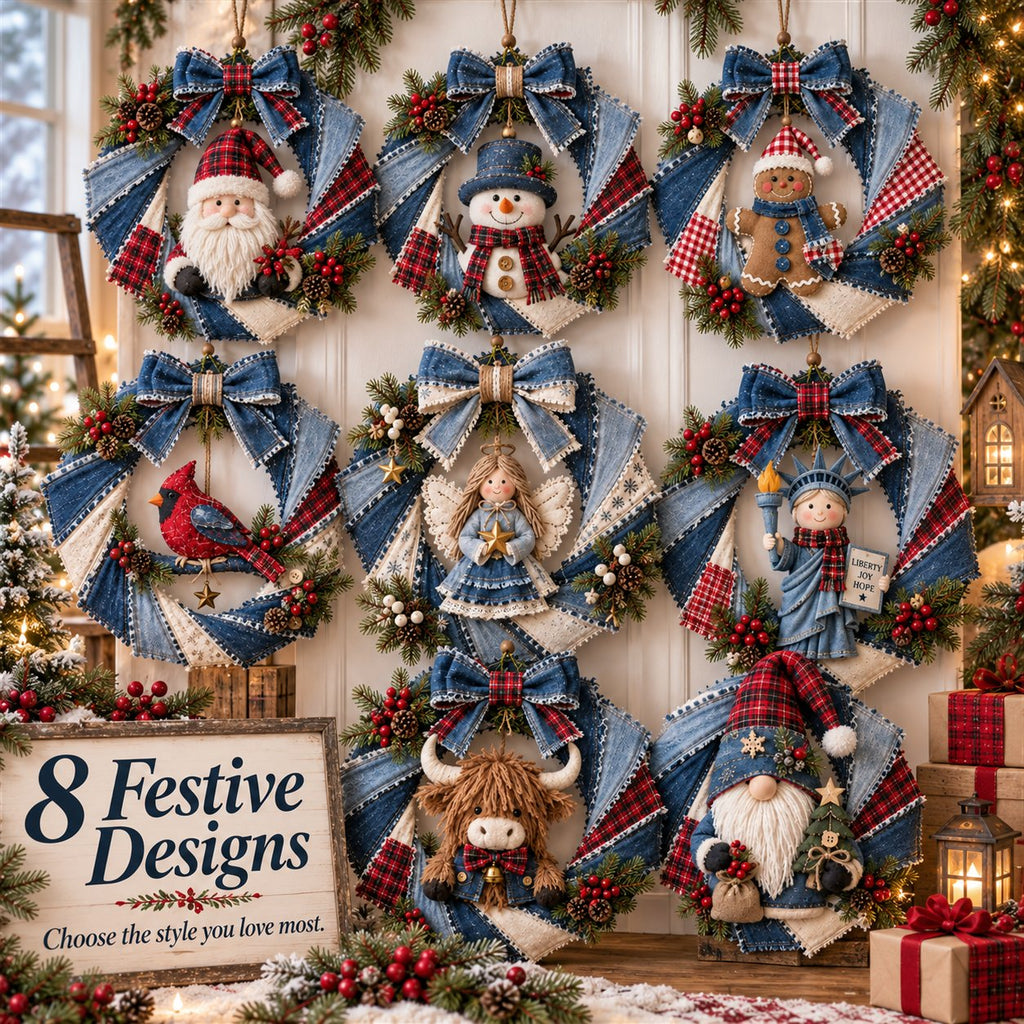 Denim Christmas Wreath DIY Sewing Kit