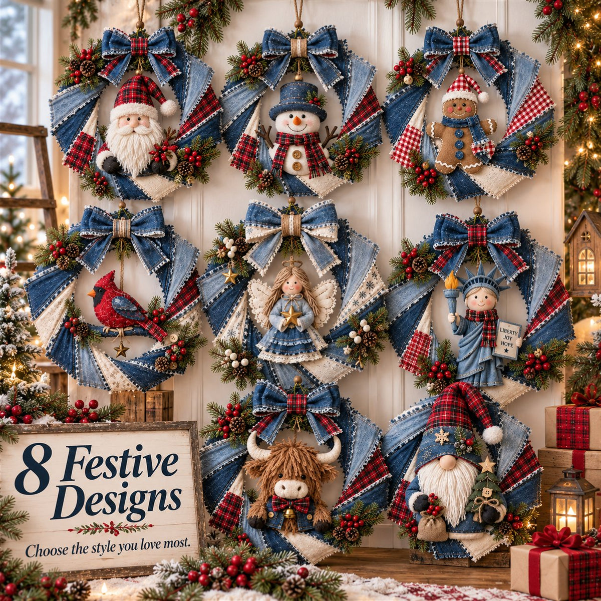 Denim Christmas Wreath DIY Sewing Kit