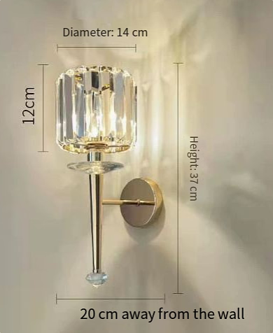Sikunuo | 1 Bulb Cylindrical Wall Light Modernist Style Clear Glass Wall Light Sconce with Crystal Decoration in Chrome Finish