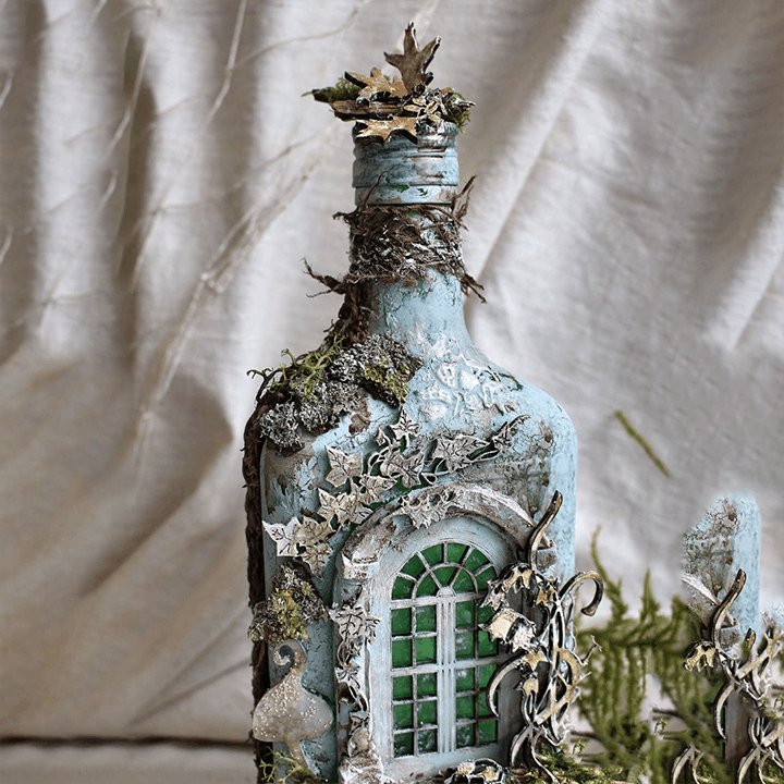 Sikunuo | Altered Art Bottle - Mystical forest stories