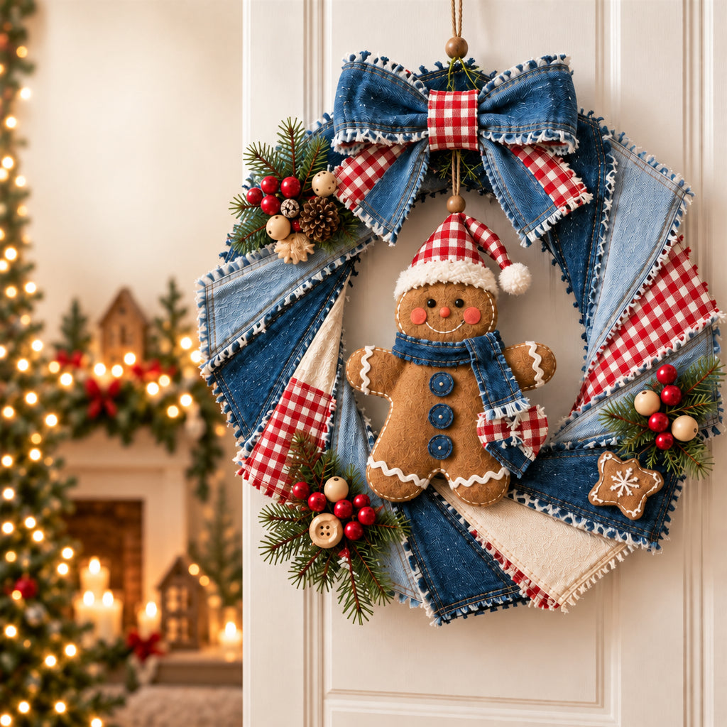 Denim Christmas Wreath DIY Sewing Kit