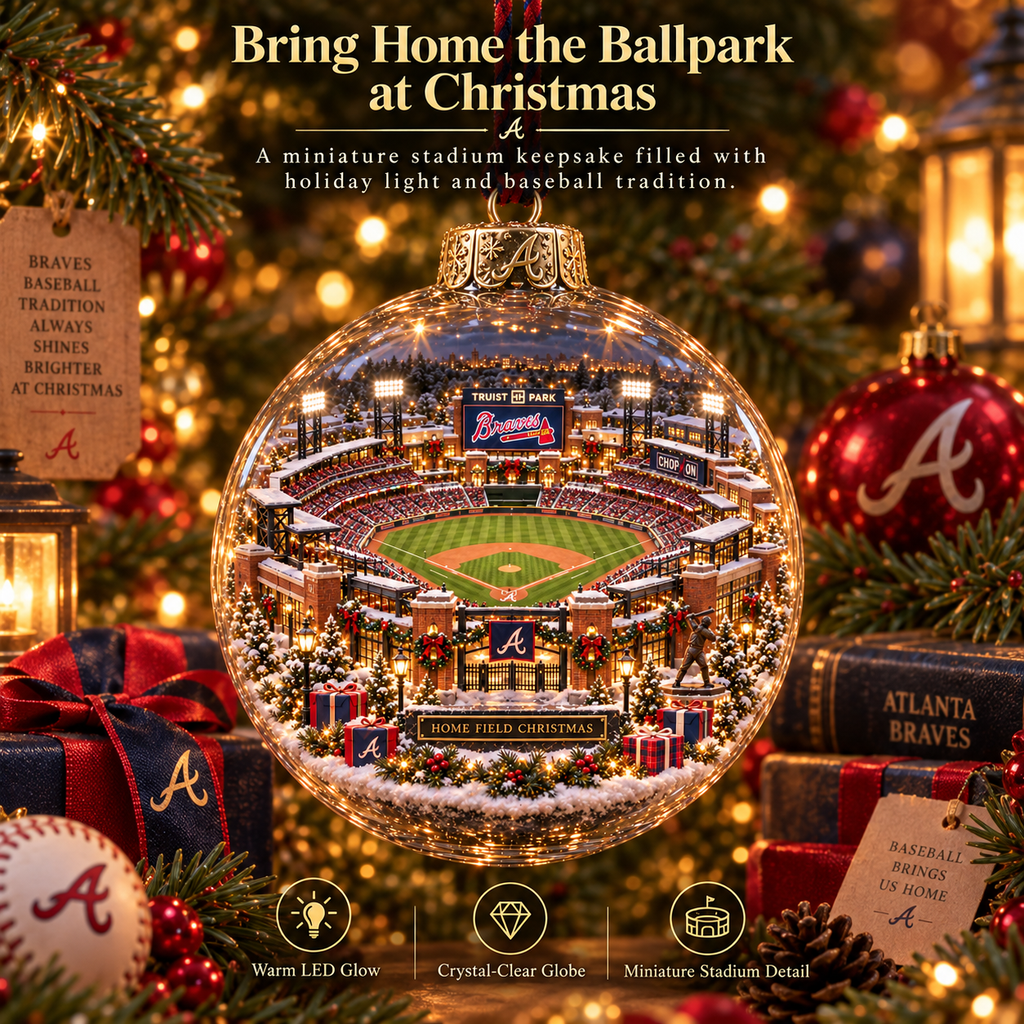 Atlanta Braves Light-Up Baseball Heritage Christmas Ornament