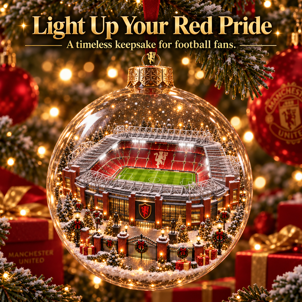 United in Red — Light-Up Football Heritage Ornament