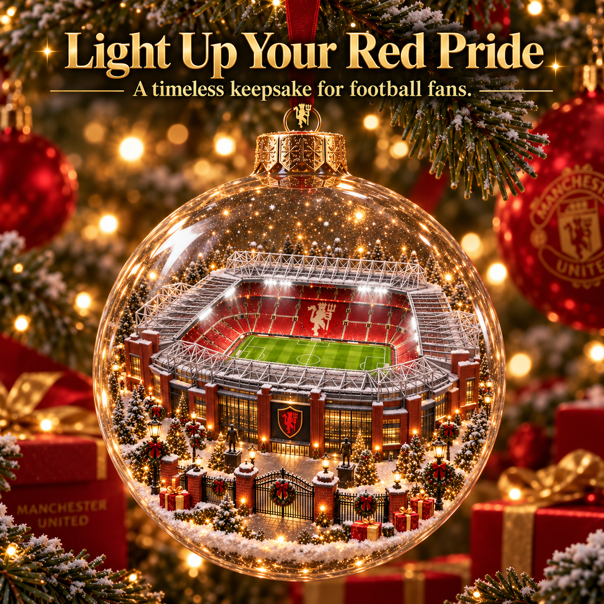 United in Red — Light-Up Football Heritage Ornament