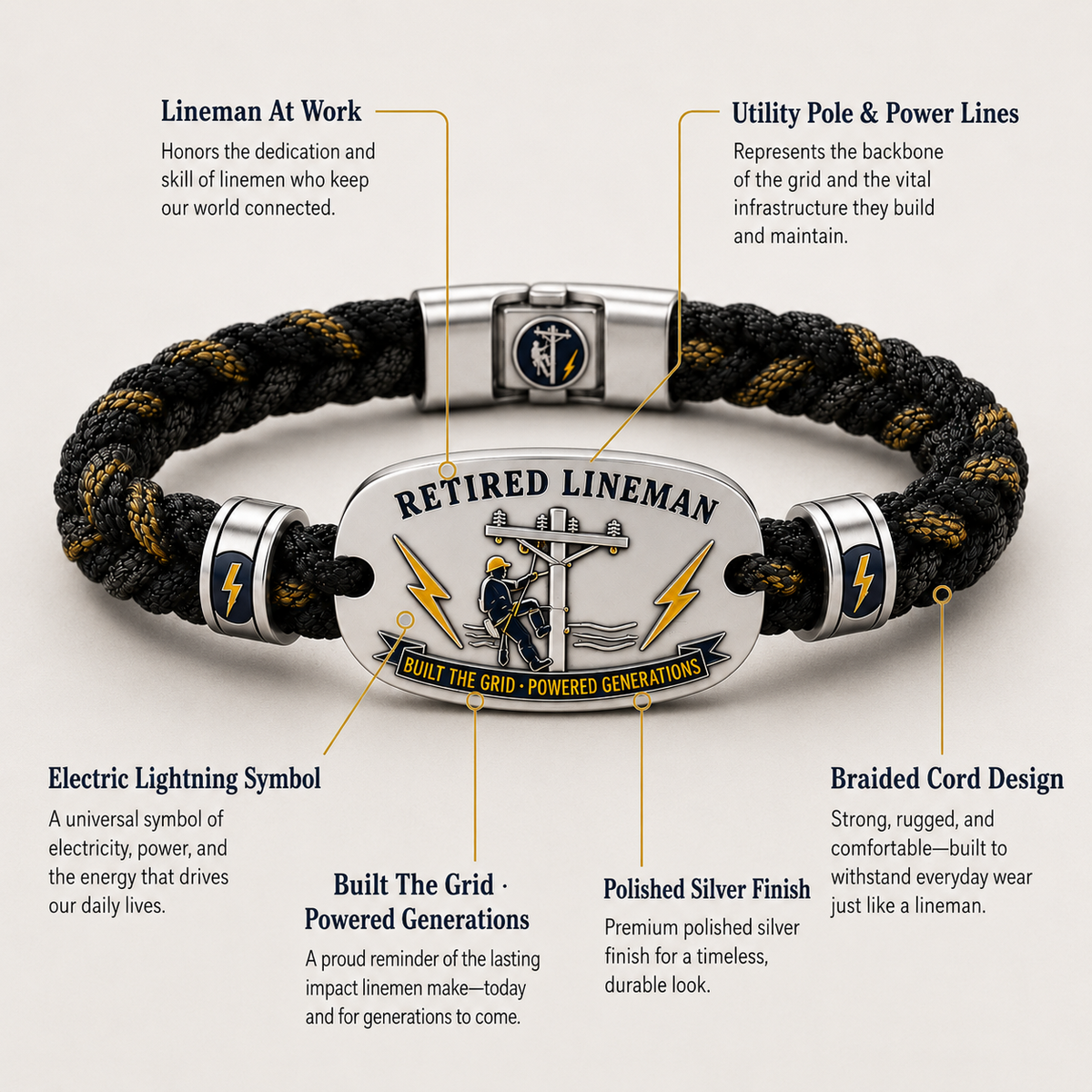 Retired Lineman Tribute Bracelet