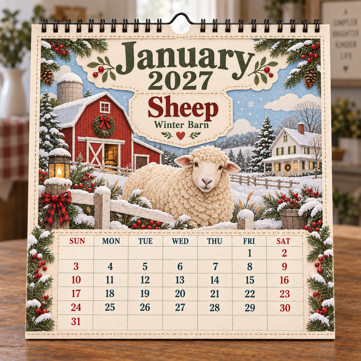 2027 Farm Animals & Country Life Wall Calendar