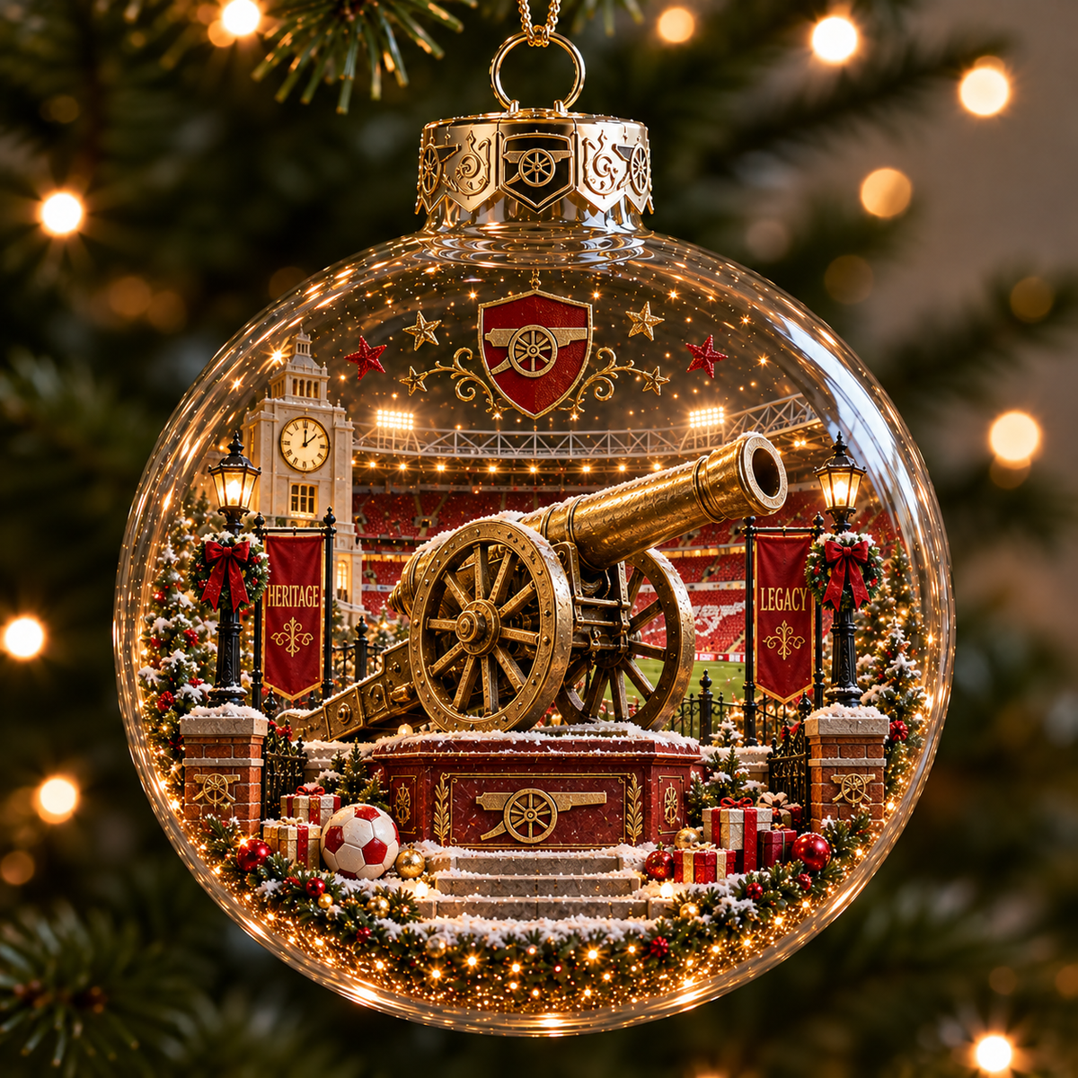 Victory Through Harmony Light-Up Football Christmas Globe Ornament