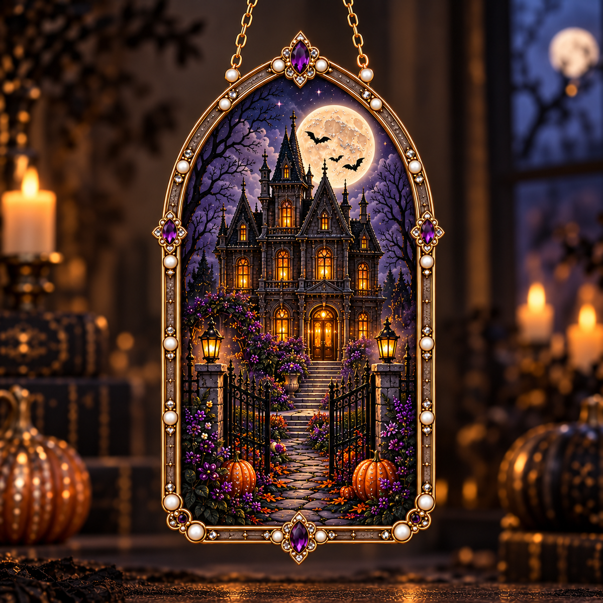 DIY Jeweled Gothic Halloween Hanging Decor Kit