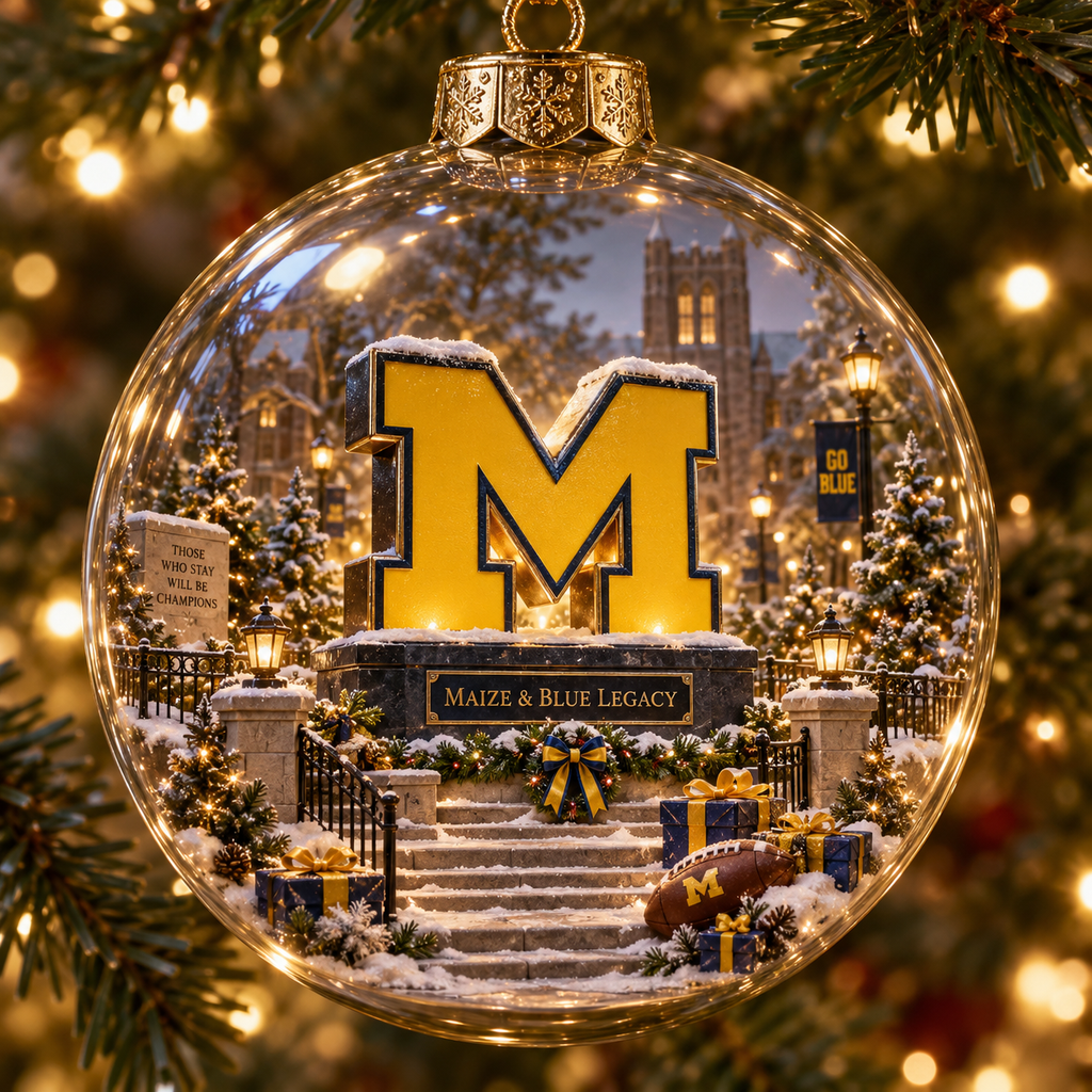 Go Blue – Light-Up College Football Heritage Christmas Ornament