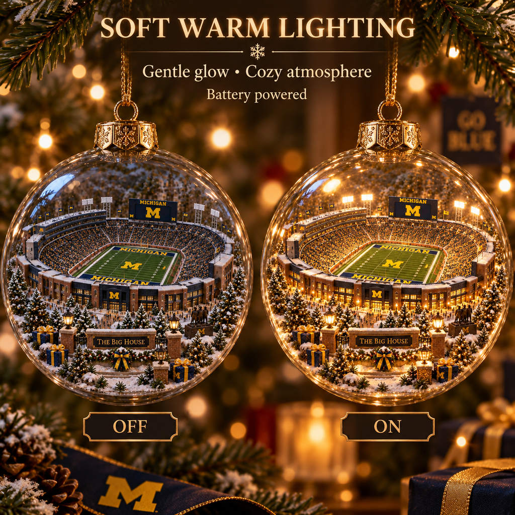 Go Blue – Light-Up College Football Heritage Christmas Ornament