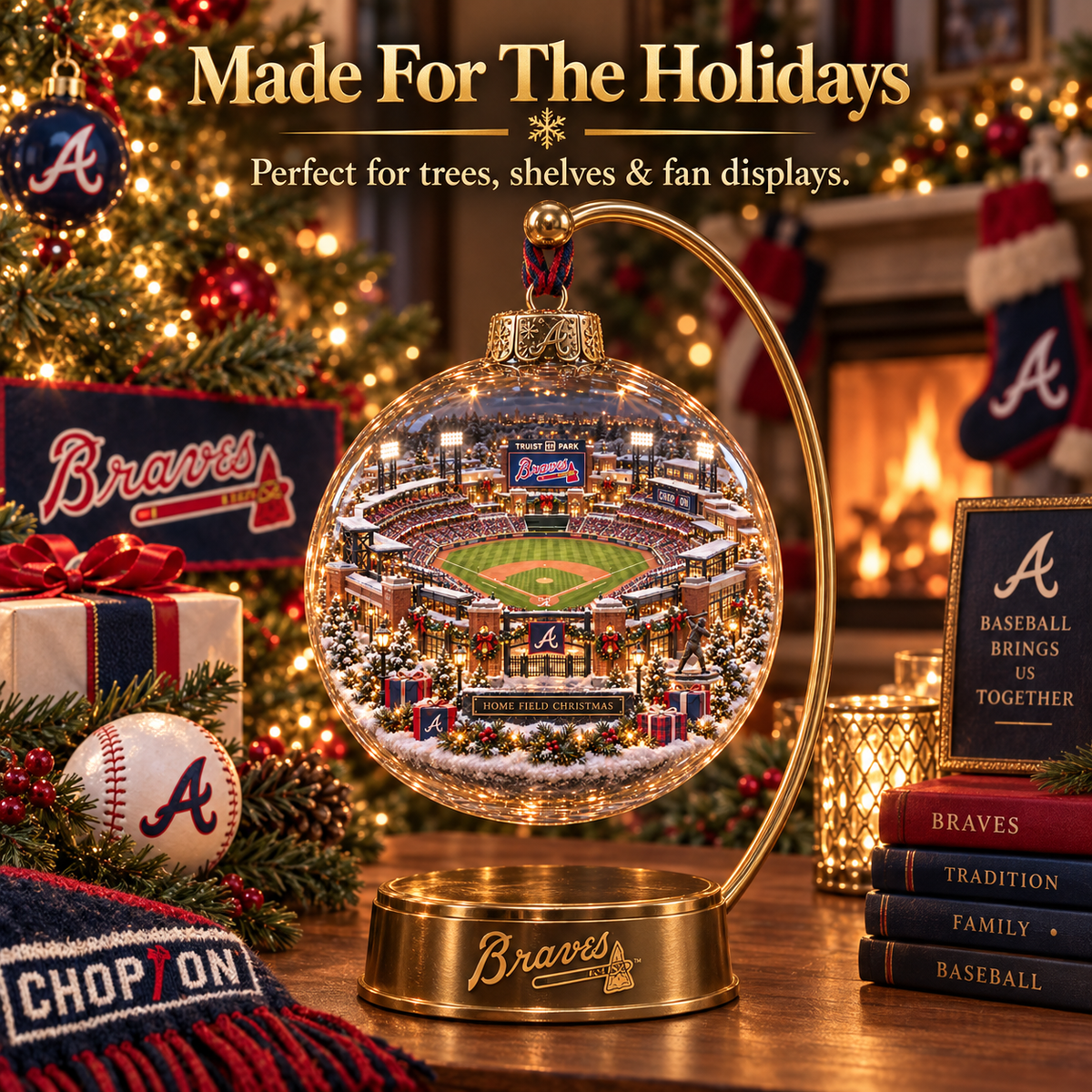 Atlanta Braves Light-Up Baseball Heritage Christmas Ornament