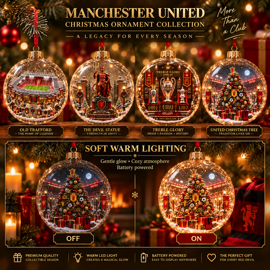 United in Red — Light-Up Football Heritage Ornament