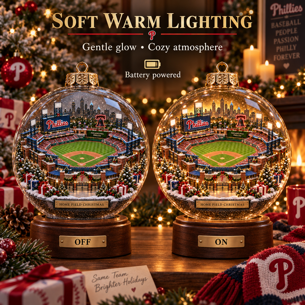 Phillies Light-Up Baseball Heritage Christmas Ornament