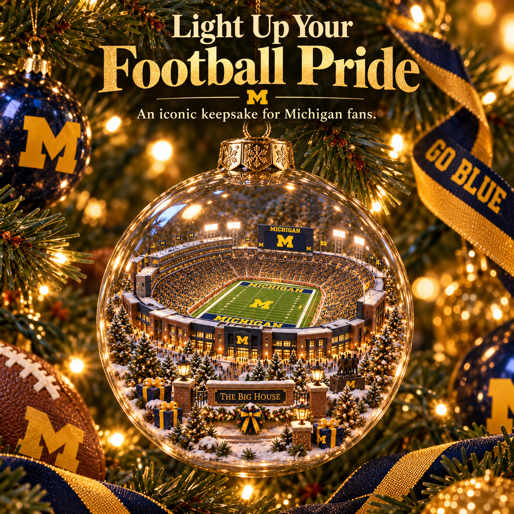 Go Blue – Light-Up College Football Heritage Christmas Ornament