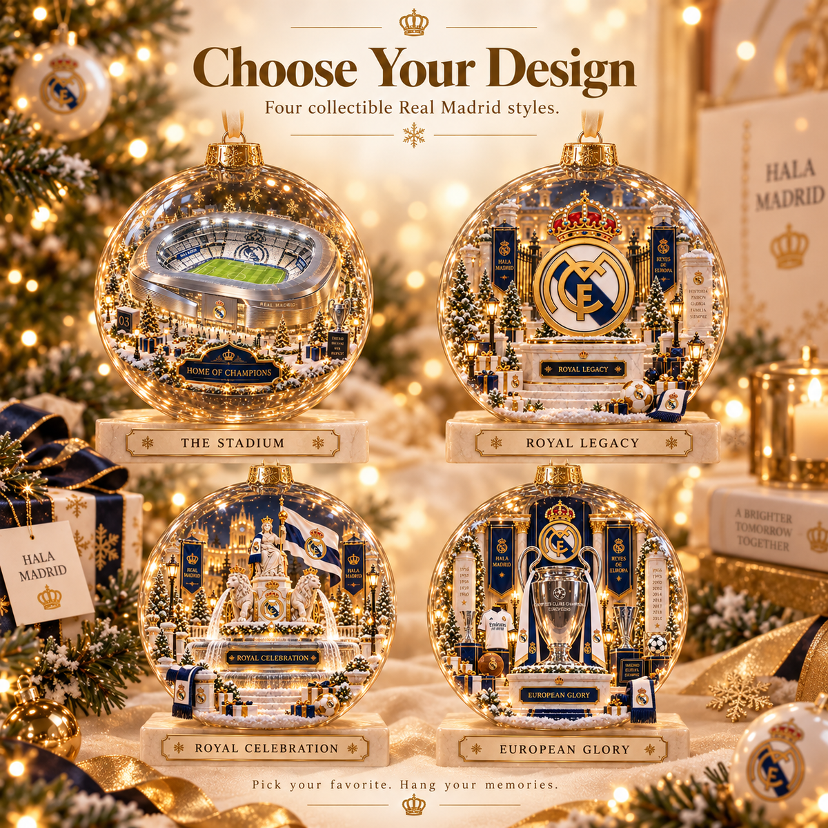Hala Madrid — Light-Up Football Ornament