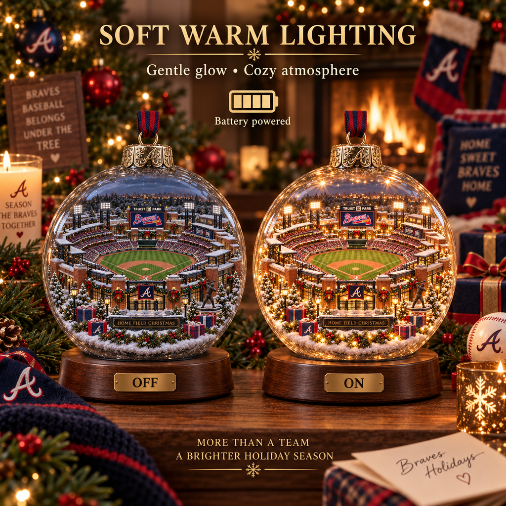 Atlanta Braves Light-Up Baseball Heritage Christmas Ornament