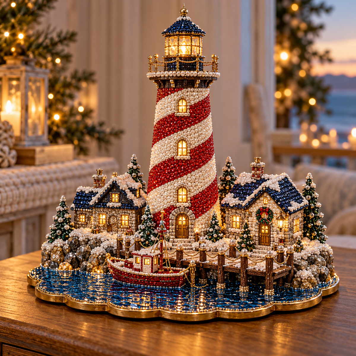 Christmas Lighthouse Village – DIY 3D Diamond Art Decoration Kit