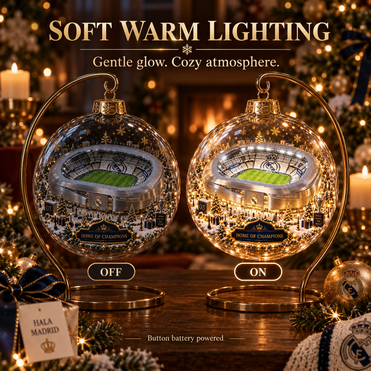 Hala Madrid — Light-Up Football Ornament