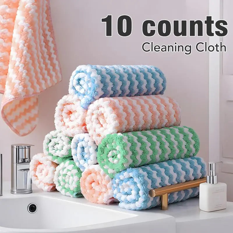 Sikunuo | 10 pieces reusable microfiber cleaning cloth for kitchen and surfaces
