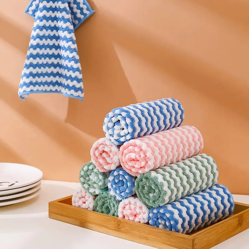 Sikunuo | 10 pieces reusable microfiber cleaning cloth for kitchen and surfaces