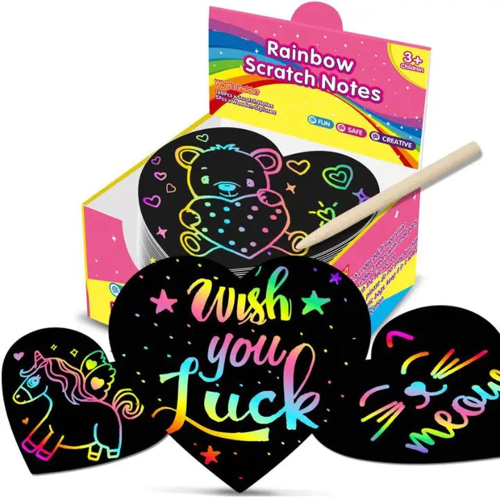 Sikunuo | 100 pieces rainbow scratch paper – creative, colorful & child-friendly