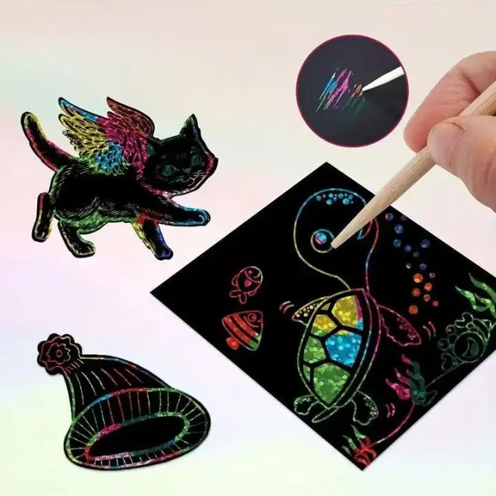 Sikunuo | 100 pieces rainbow scratch paper – creative, colorful & child-friendly