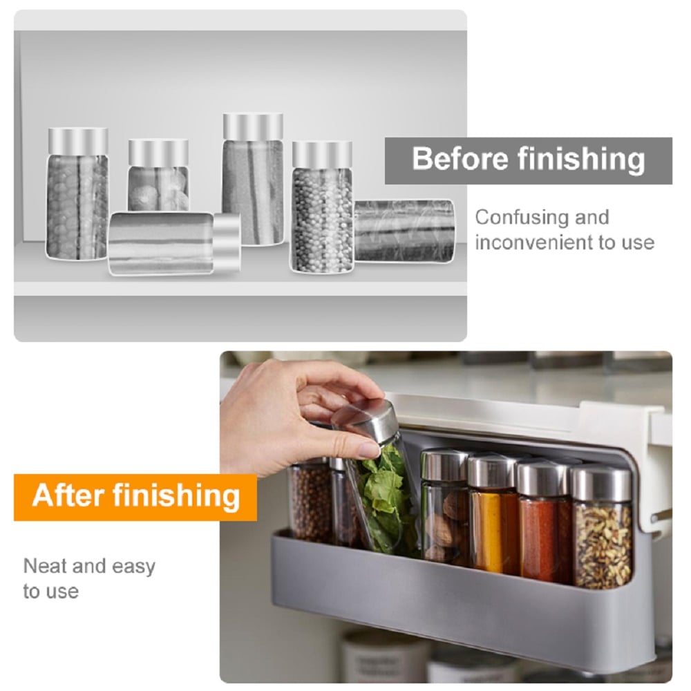 Sikunuo | Kitchen Container Organizer – Hanging Spice Rack with Easy Installation