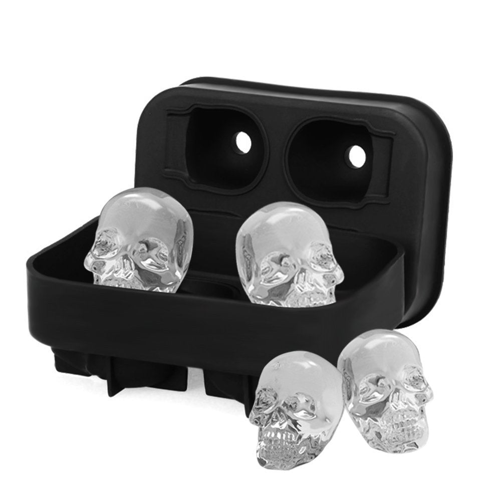 Silicone Sculpted Skull Ice Cube Mold Tray for Whiskey and Cocktails  Sikunuo