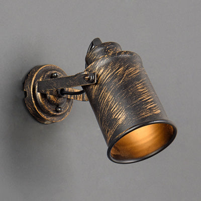 Sikunuo | Metal cylinder wall lamp vintage rustic 1 light coffee house wall lamp pendant lamp in brass