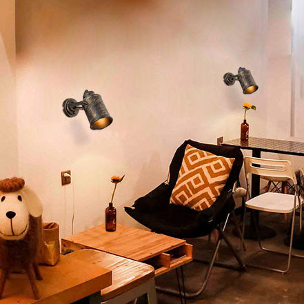 Sikunuo | Metal cylinder wall lamp vintage rustic 1 light coffee house wall lamp pendant lamp in brass