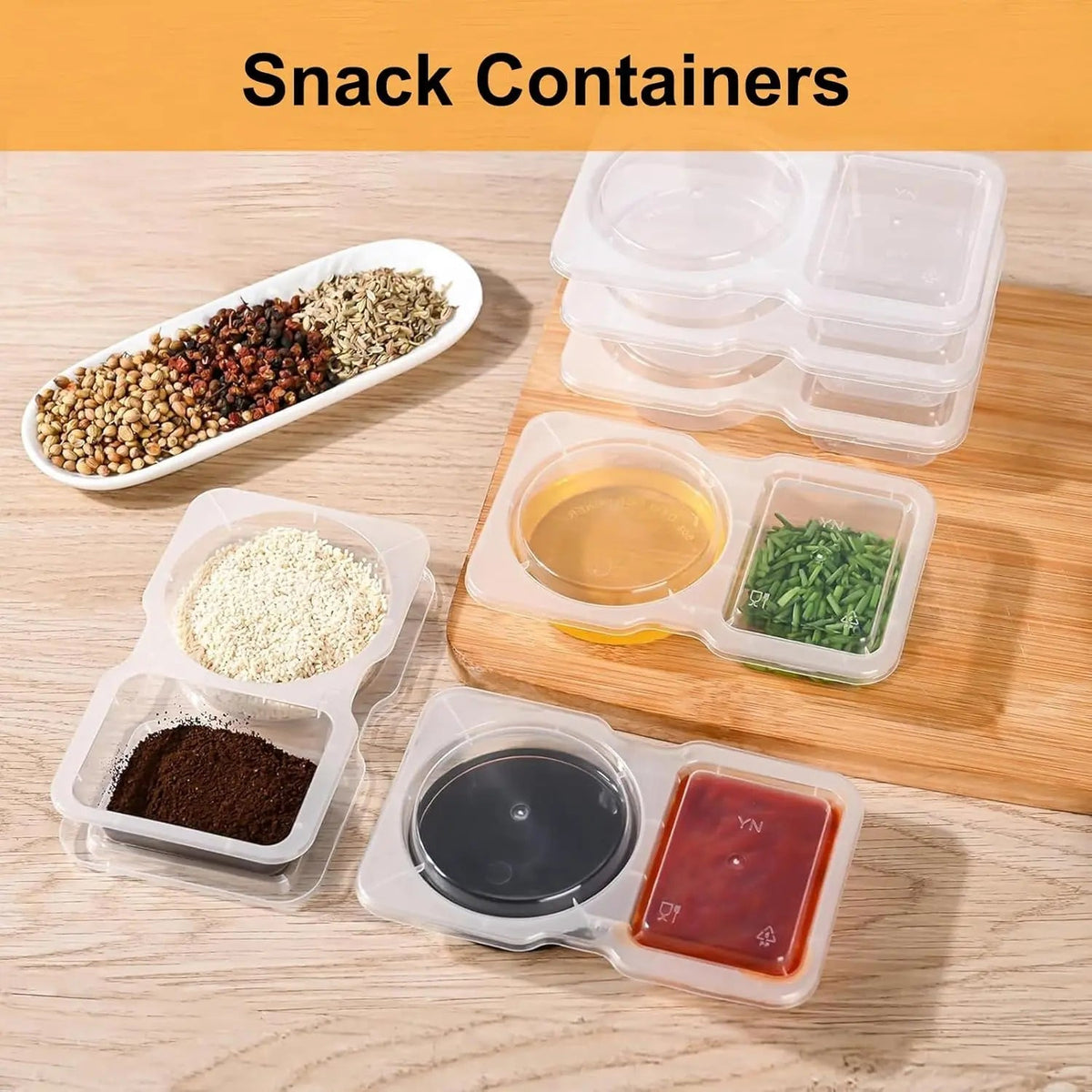 Sikunuo | 10-piece set reusable snack containers (130 ml) – With double chamber & leak pRedection